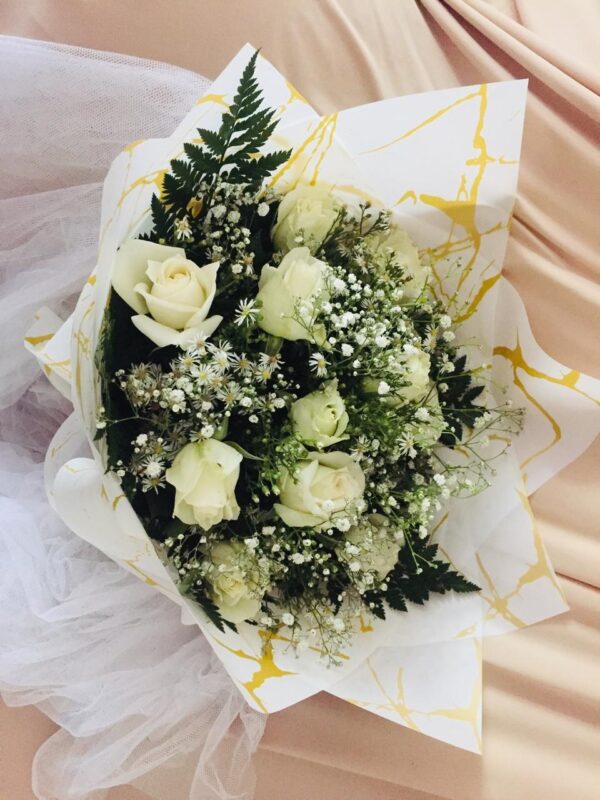white rose bunch
