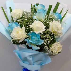 White & Blue Roses Bunch