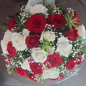 Red & White Roses Family Wreath